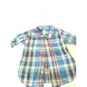 babyGap Plaid Button Down Shirt Blue Green Yellow Red Boys Size 2T
